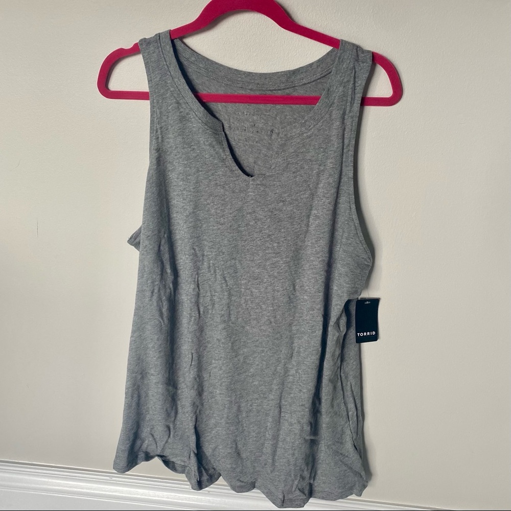 SPLIT NECK TANK -HERITAGE SLUB TANK, HEATHER GREY - Picture 3 of 5